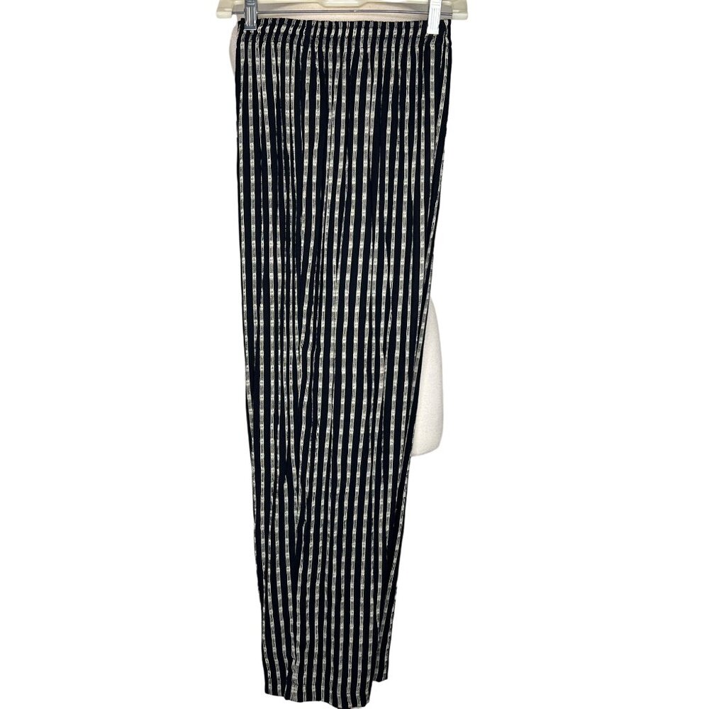 AKS dress pants 1XL black & white plaid stripe USA wide leg - Picture 8 of 10